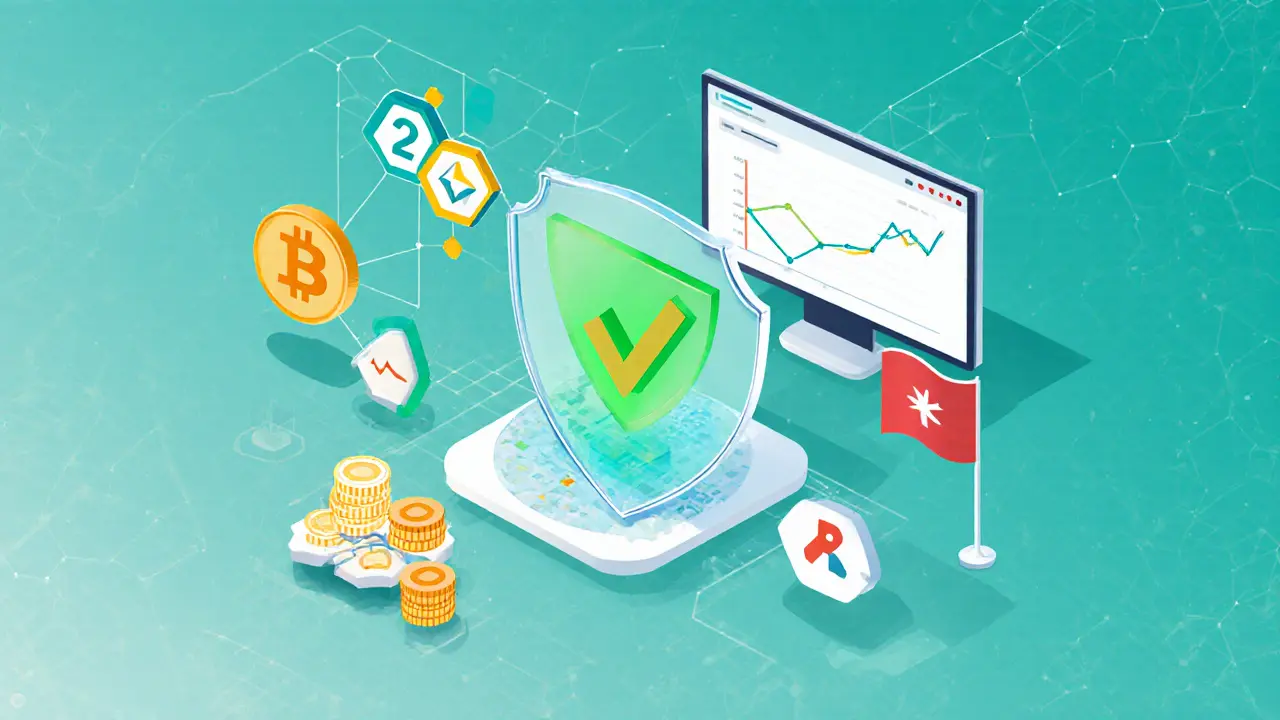 Shielded ledger with diverse mining pool icons and dashboard, depicting security measures.
