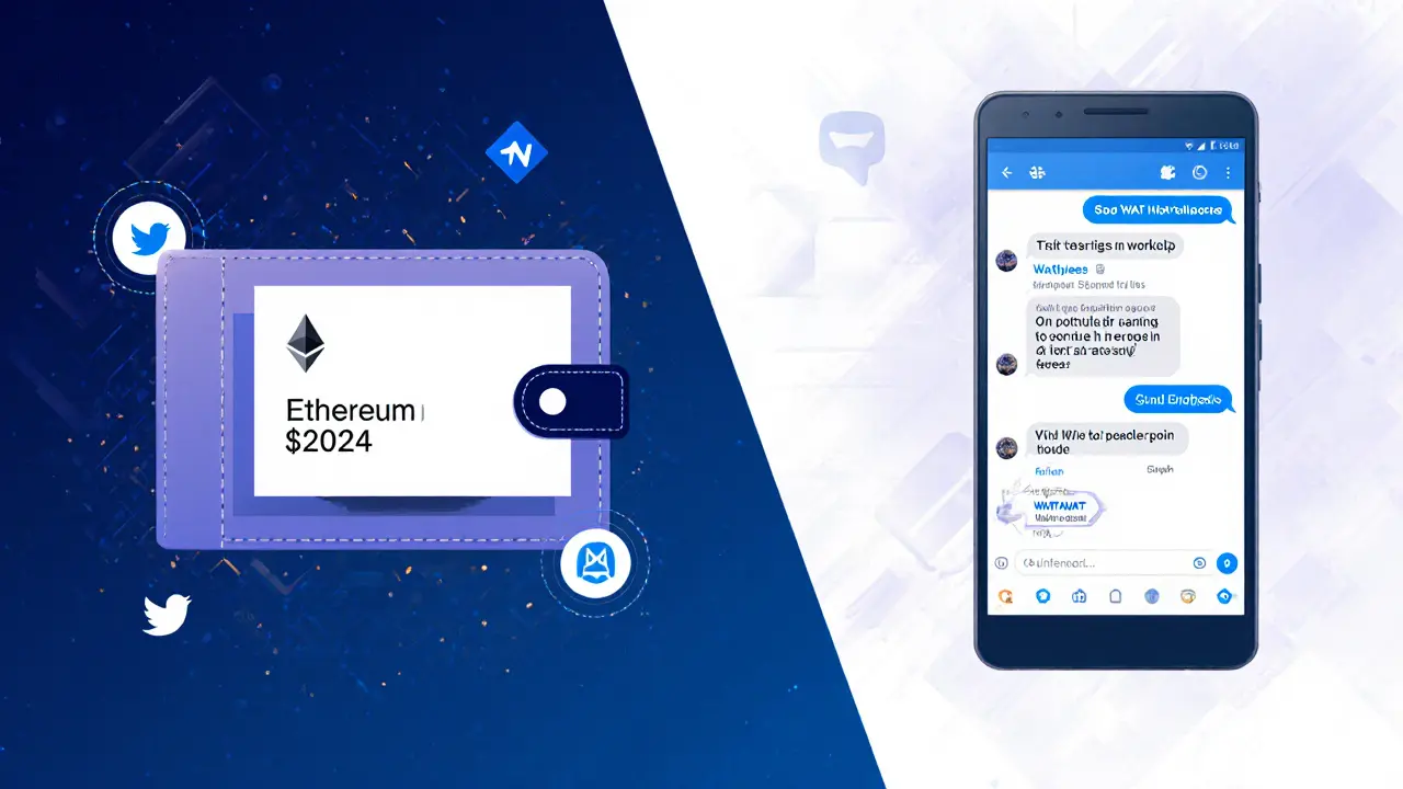 Split-screen showing GMEE airdrop in 2024 and WATCoin rewards in 2025