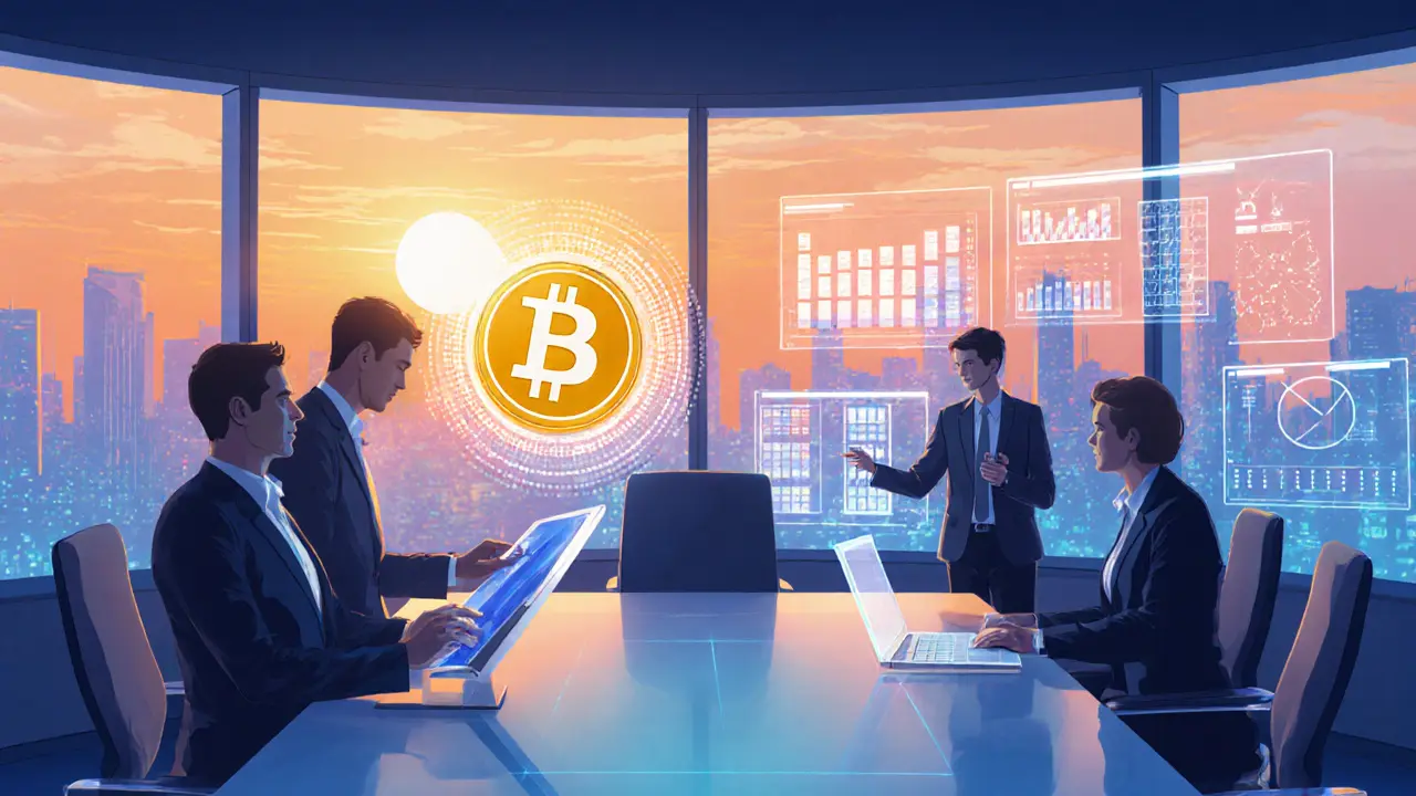 Startup team and regulators co‑design a sandbox pilot using holographic displays.