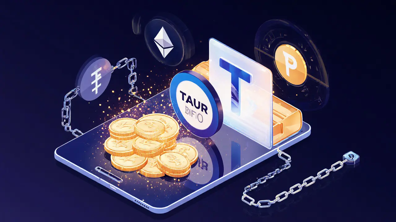 Wallet interface showing TAUR NFT and 192,300 tokens totaling 0 value