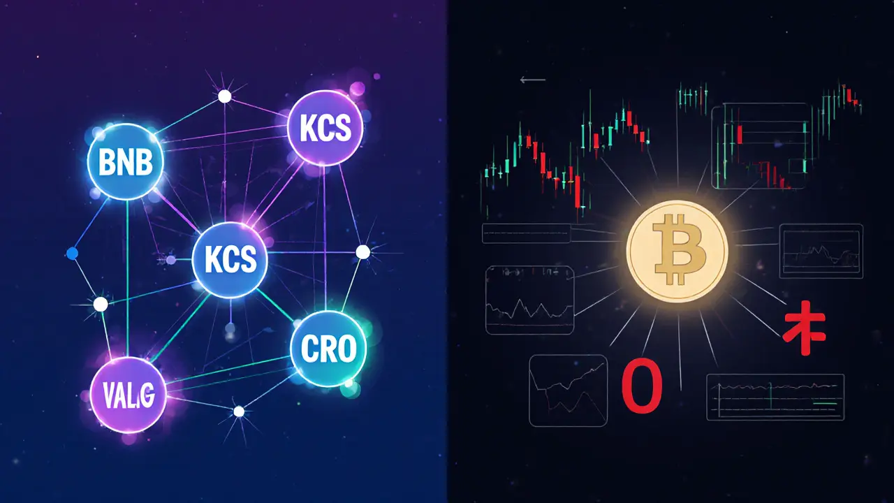 A comparison of thriving exchange tokens versus a lone, isolated VALI token with empty charts.