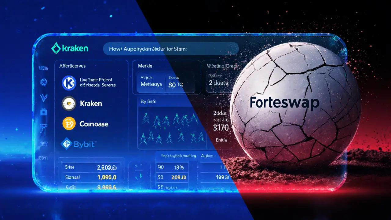 A side-by-side vector comparison of a verified exchange vs. an empty scam shell.