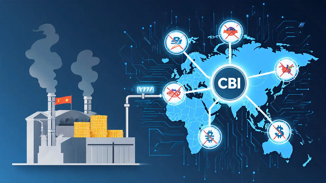 Digital transaction pipeline from Iranian mining to international trade, bypassing blocked banking systems.