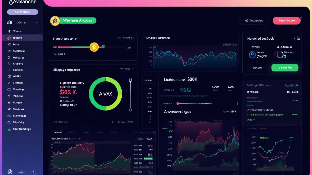 Trader’s dashboard showing slippage settings, liquidity pool size, and low-liquidity token warning.