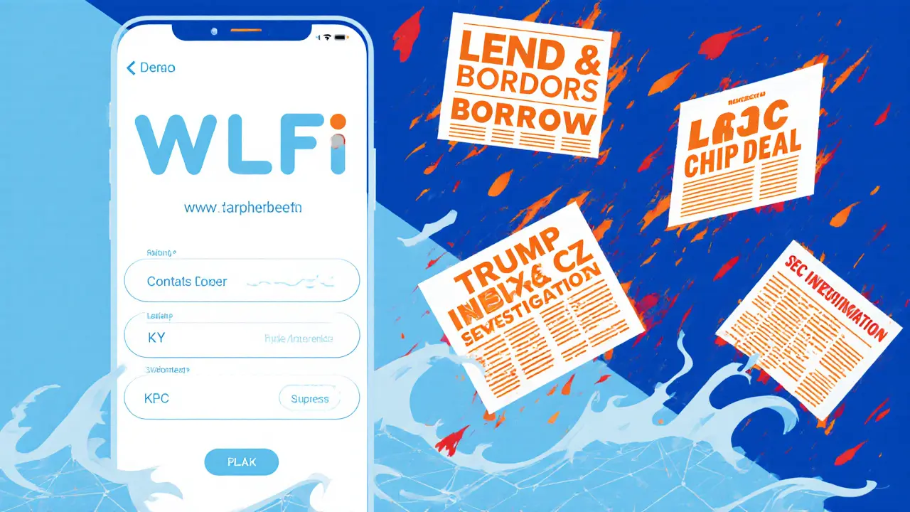 WLFI app interface overwhelmed by political headlines in digital storm