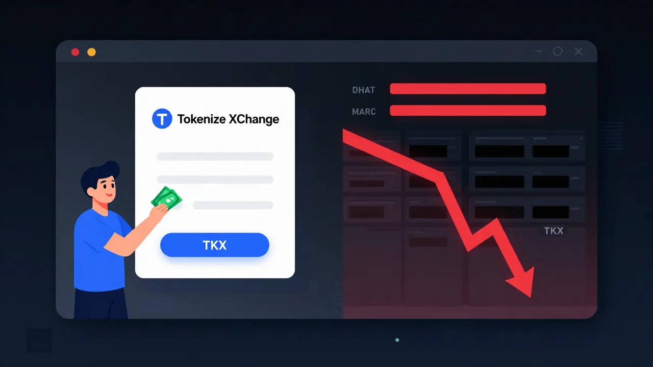 Split-screen of successful withdrawal vs. frozen exchange with crashing token graph.