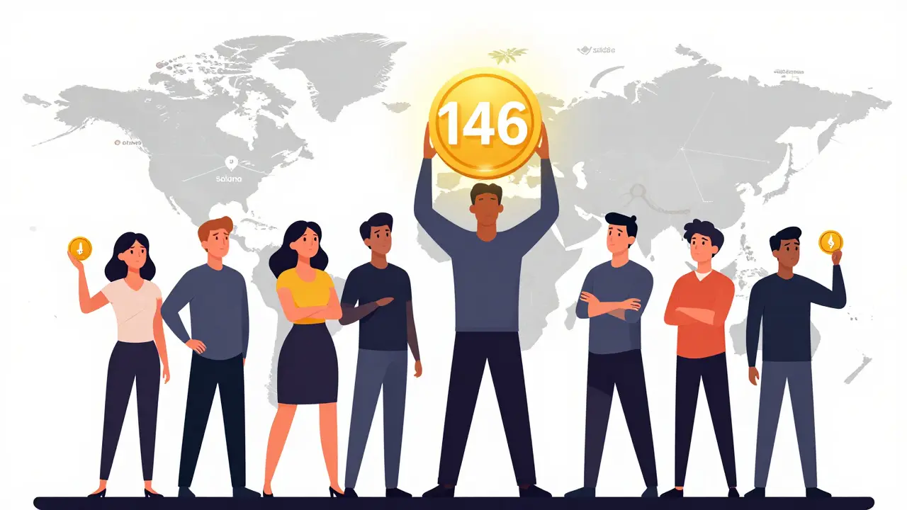 A group of abstract figures hold JAGER tokens, one glowing with the reward threshold amount.