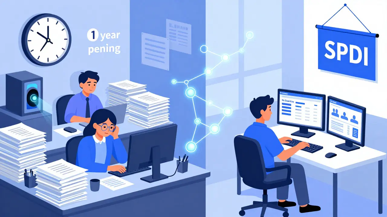 Contrasting New York's complex crypto licensing process with Wyoming's streamlined crypto banking environment in digital vector style.