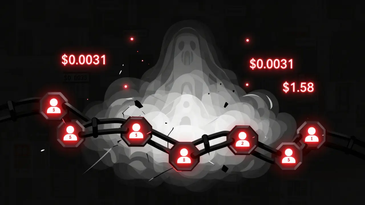 Fragmented blockchain with only 10 active nodes and a massive ghostly token supply looming