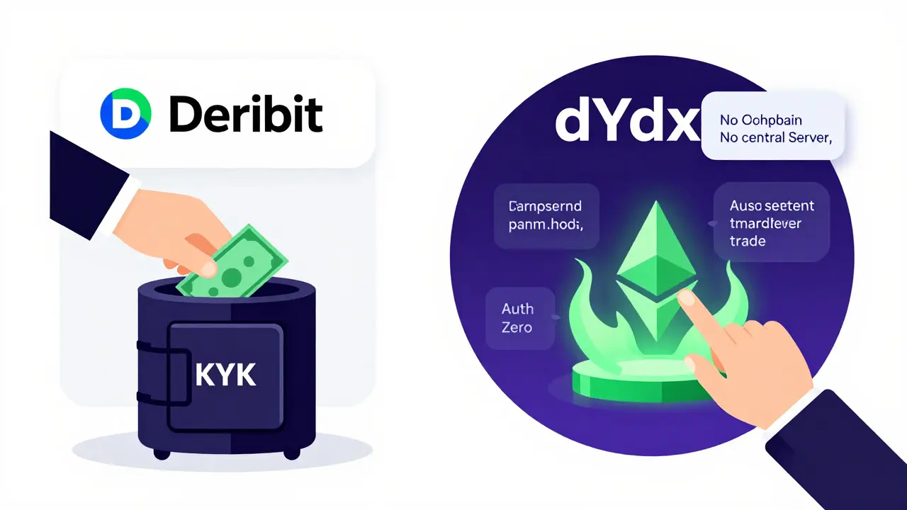 Contrast between centralized exchange with vault and decentralized protocol with transparent smart contracts.