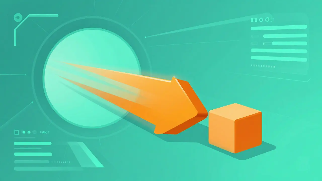 Futuristic arrow representing fast low-cost layer two transactions.