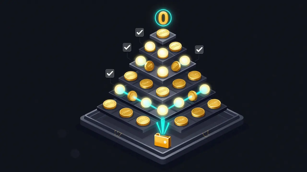 Governance pyramid of GRAIL and xGRAIL tokens with voting energy flowing upward from a user wallet.