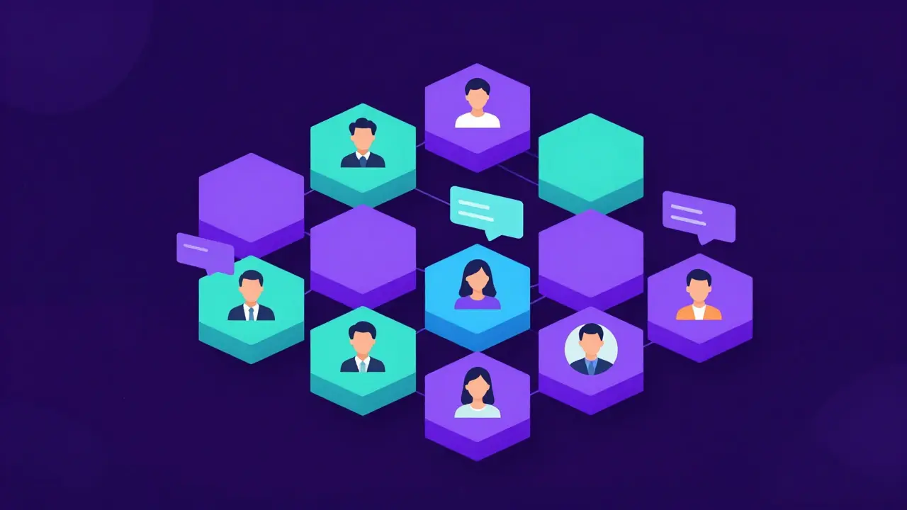 Hexagonal network nodes processing independent tasks.