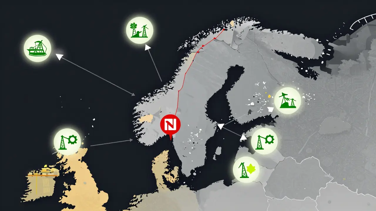 Map of Northern Europe showing Norway's mining ban and migration of crypto operations to neighboring countries.
