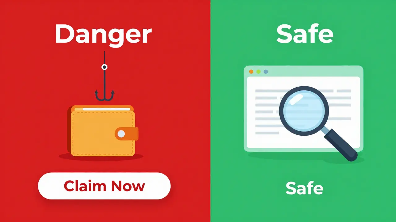 Comparison between a phishing scam and a verified contract address
