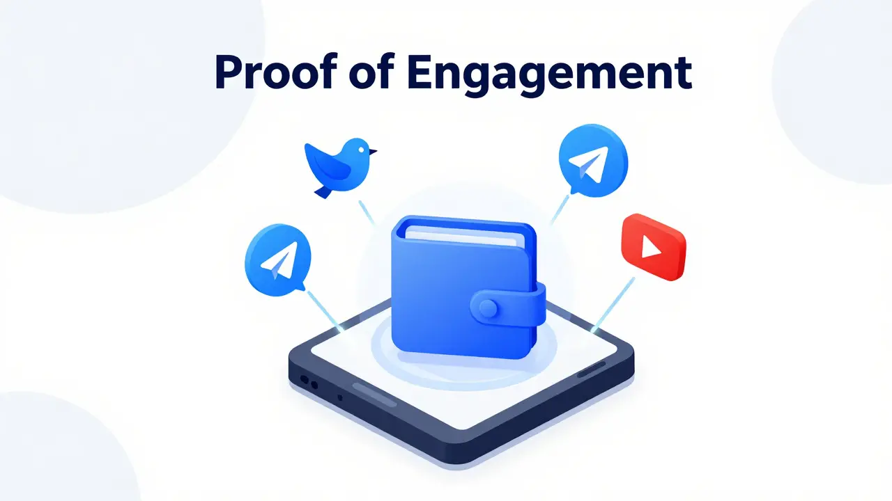 Smartphone with social media icons connecting to a digital crypto wallet