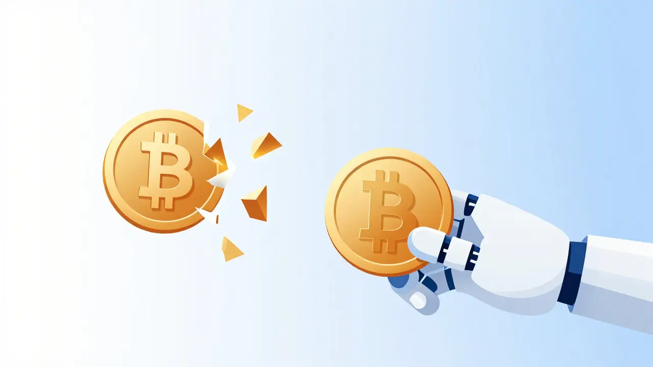 Vector art showing the transition from unregulated cryptocurrency to the official Digital Ruble.