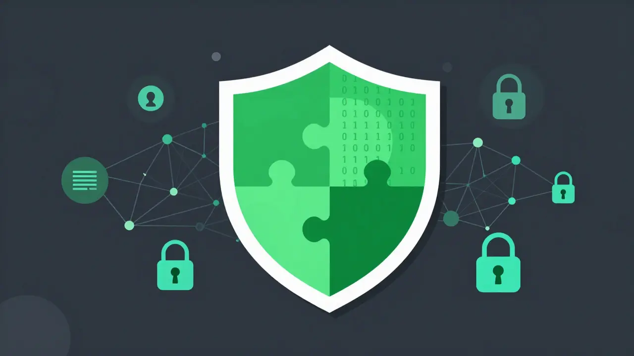 Modern vector art showing a digital shield protecting financial data from cyber threats.