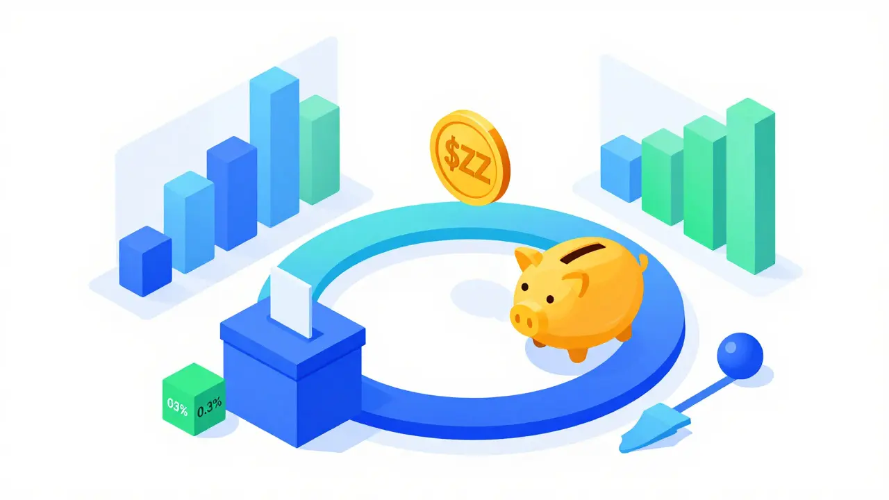 Modern vector illustration showing $ZZ token utility for governance and revenue sharing