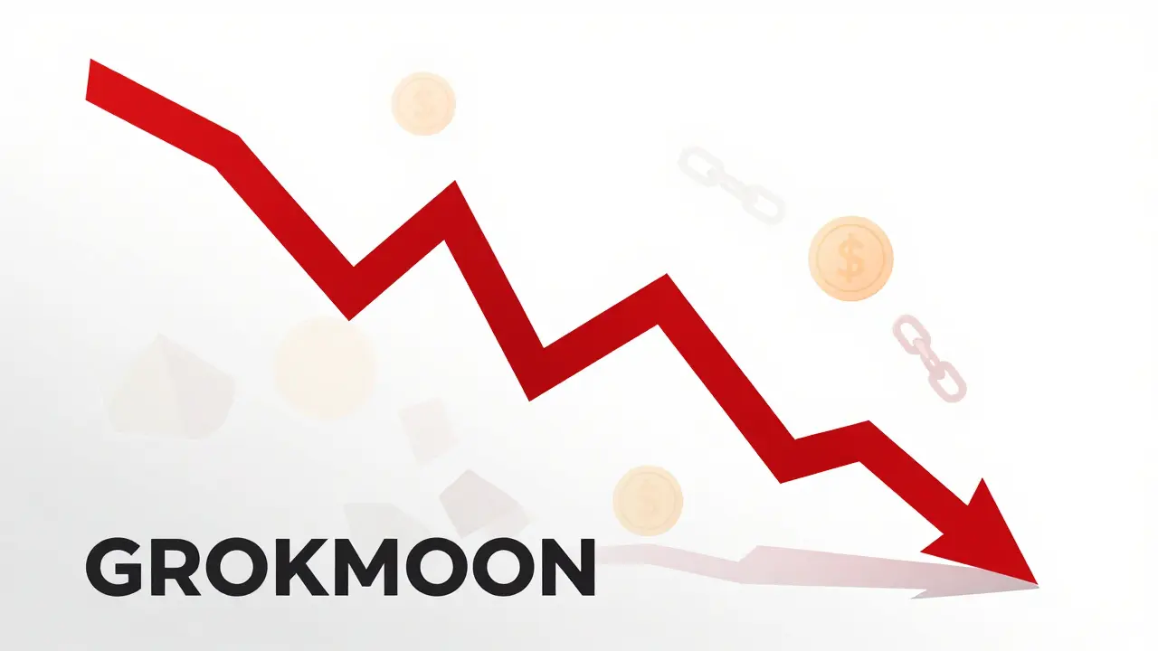 Red vector graph plummeting downward showing crypto token value collapse