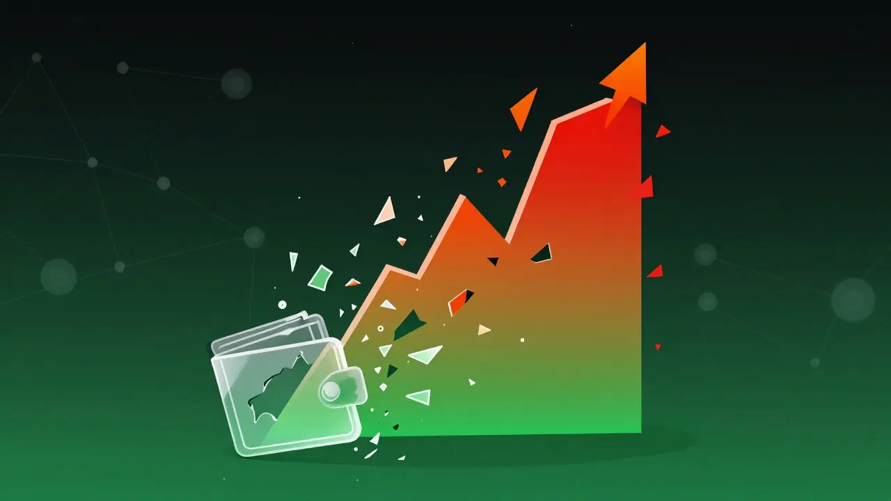 Shattered price chart showing crypto volatility