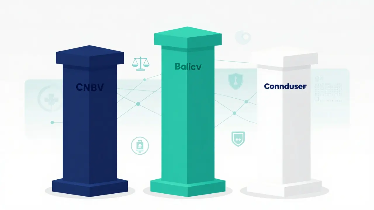Three pillars representing Mexican financial regulators