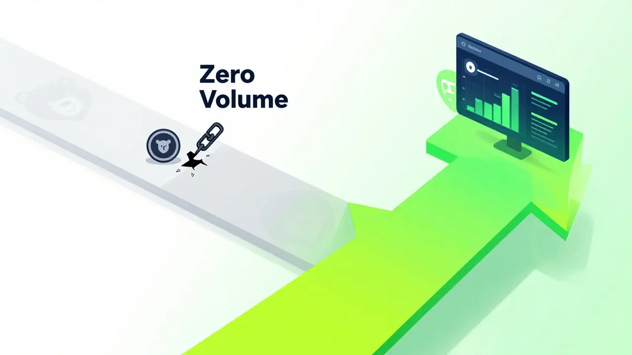 Vector illustration comparing a dead meme coin path to an active trading platform