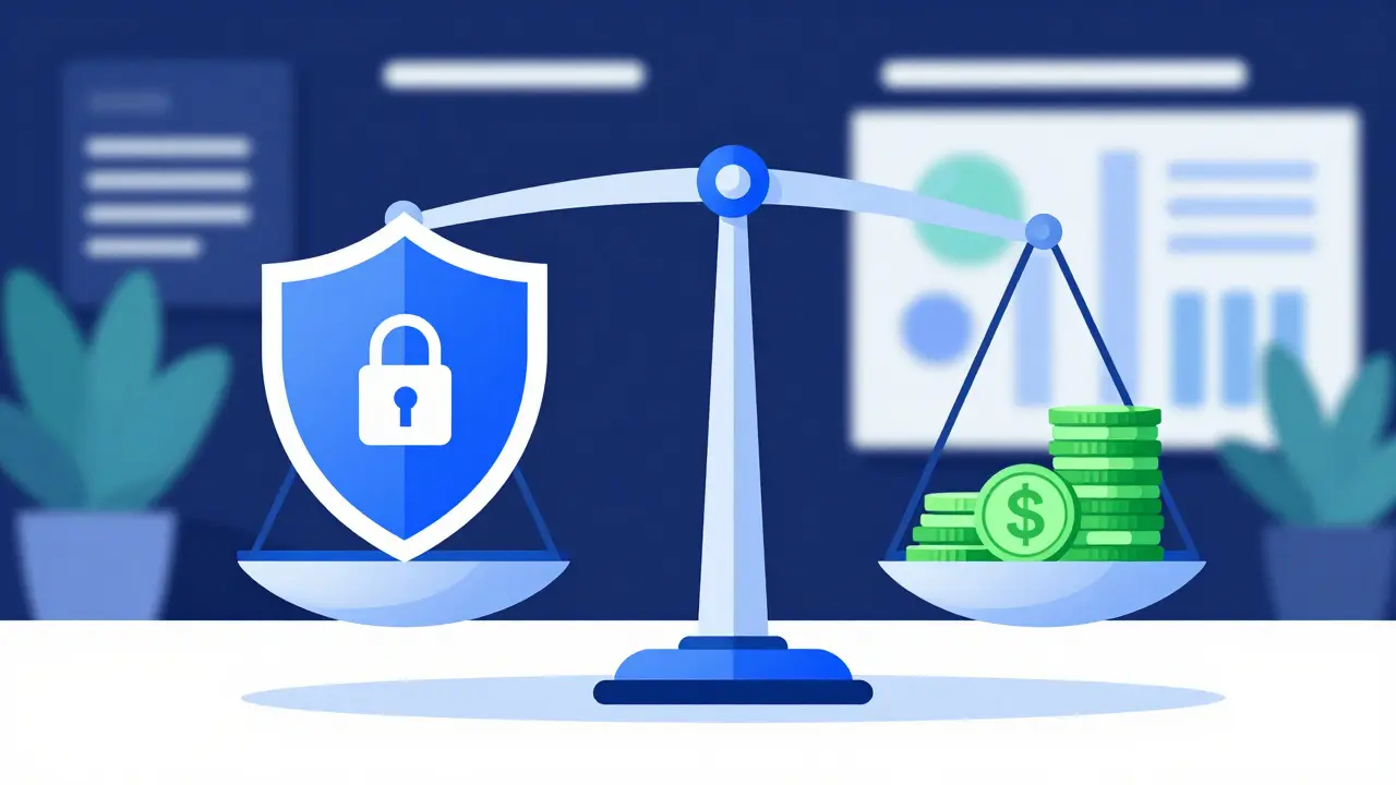 Illustration of balanced scales representing clear crypto laws and banking access.