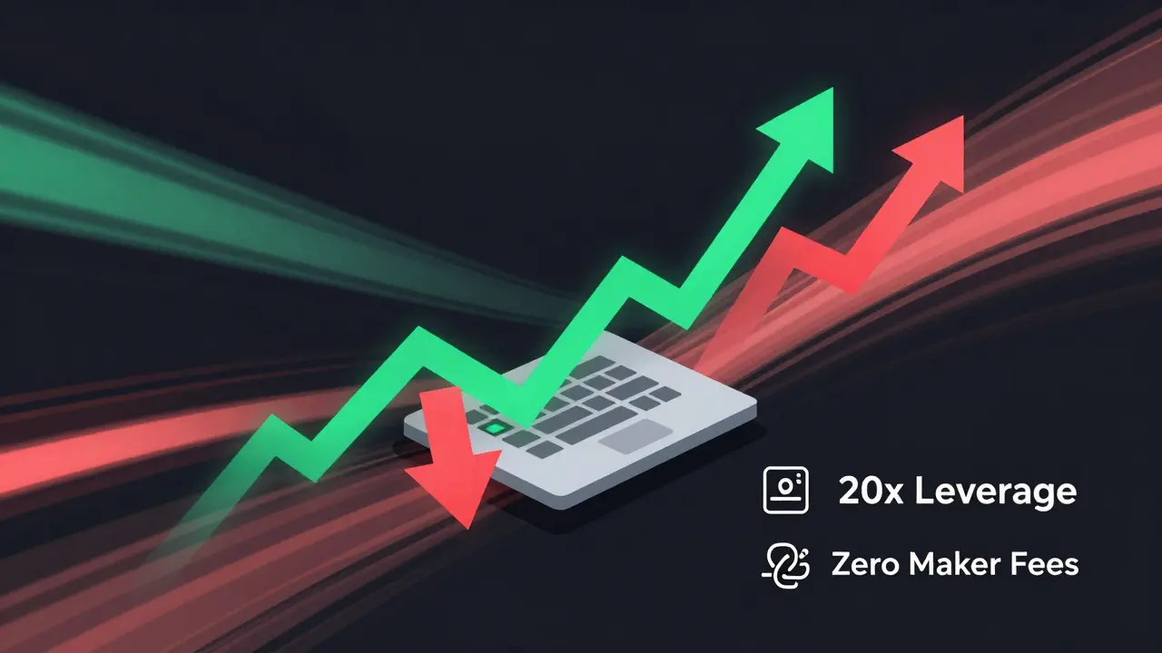 Modern vector illustration of fast crypto trading with leverage and zero fees.