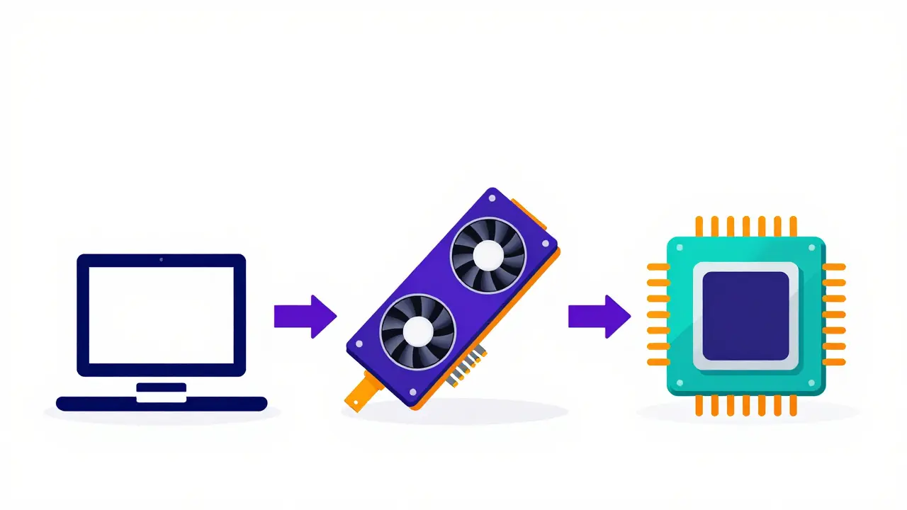Vector illustration showing CPU to ASIC mining hardware evolution