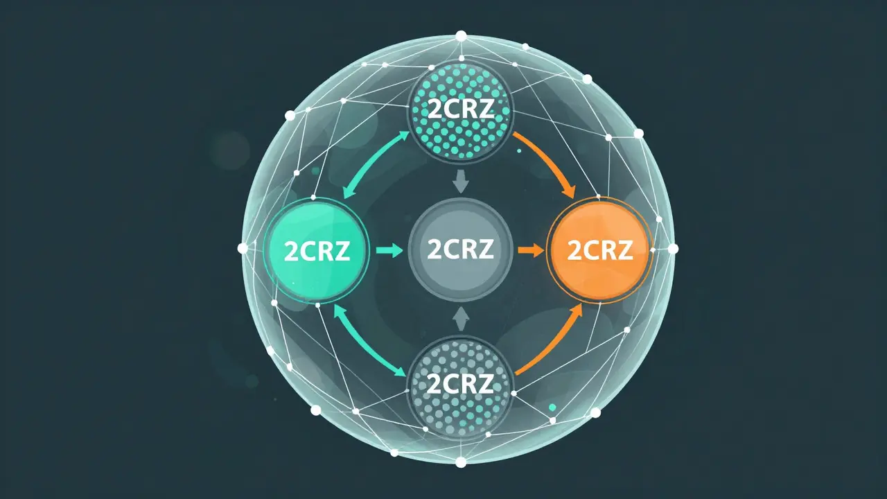 Abstract network diagram illustrating token supply distribution