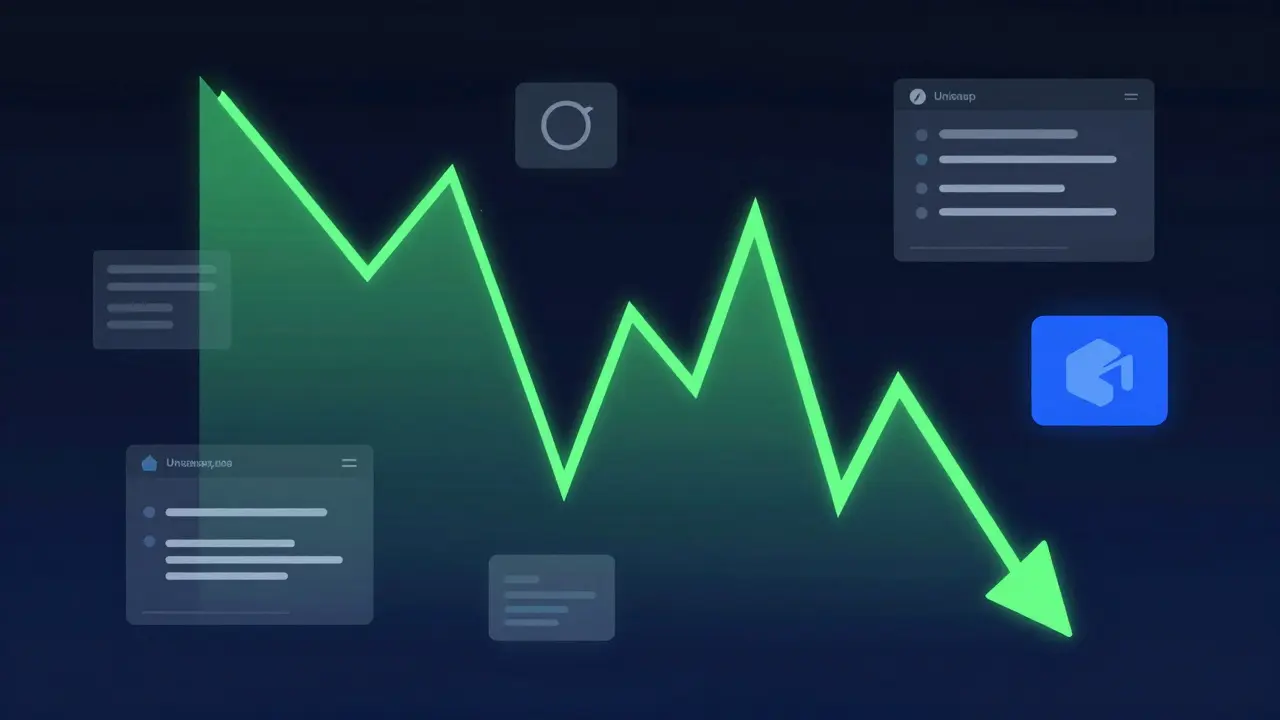 Abstract vector art showing volatile crypto price trends