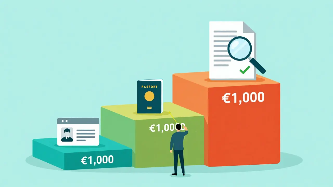 Three-tier graphic illustrating KYC verification levels