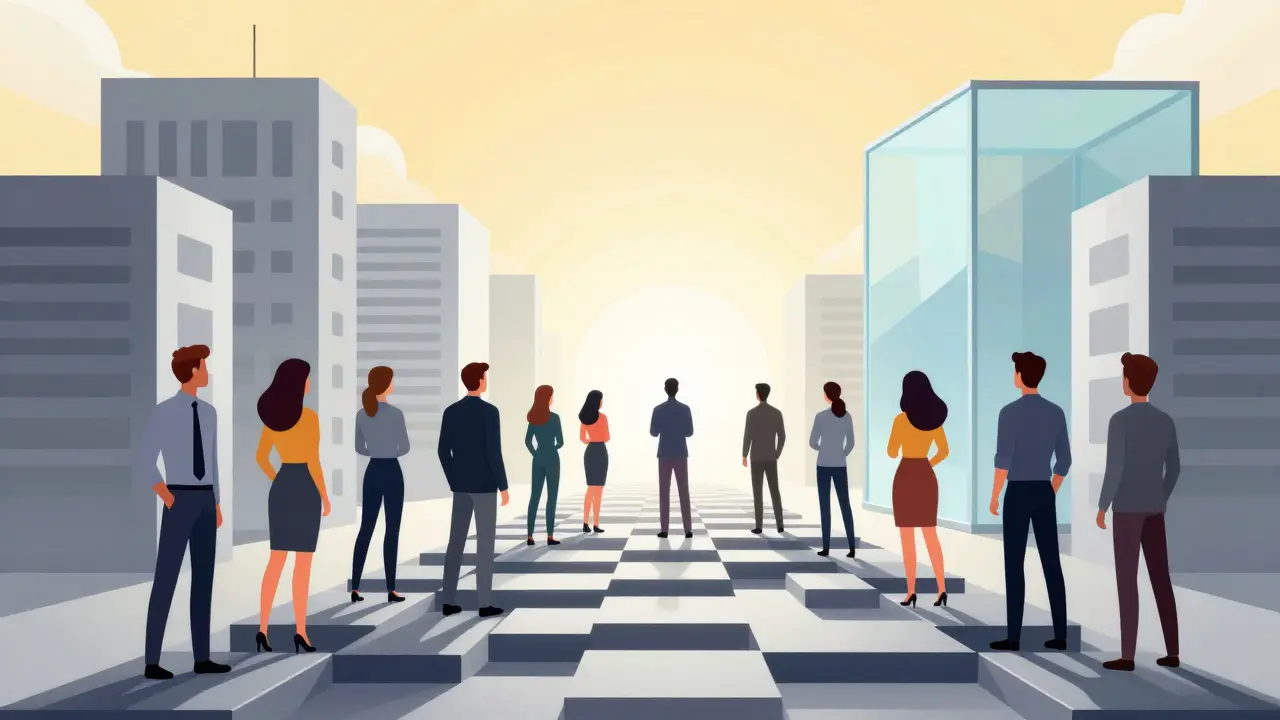 Vector art showing transition from crypto bans to regulation