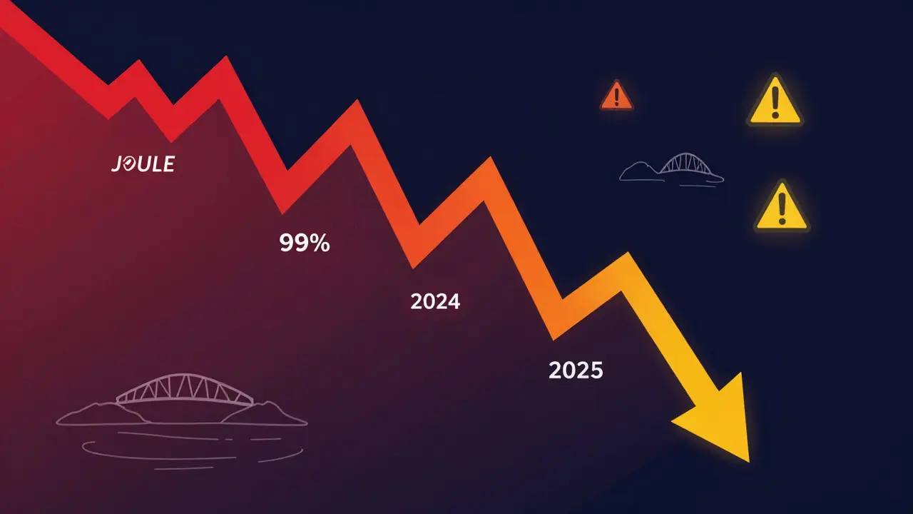 Vector chart depicting JOULE token price volatility and market risks
