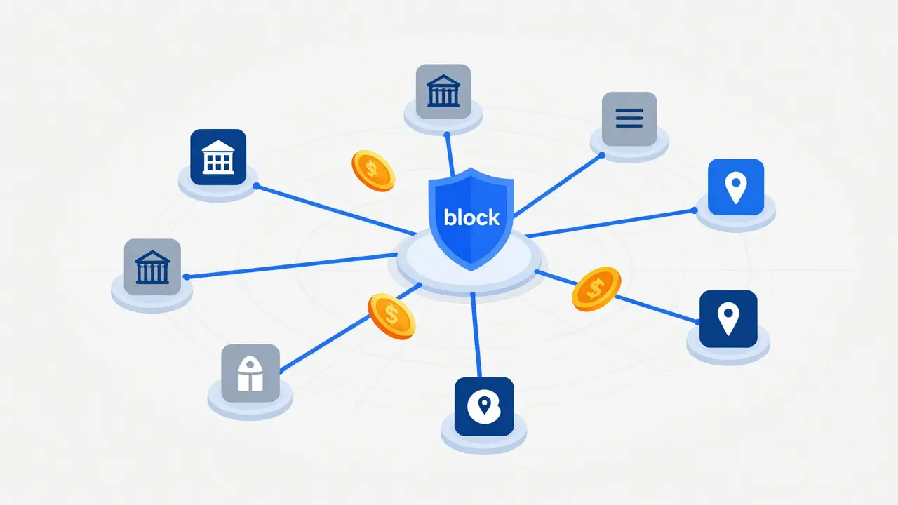 Vector diagram of bank networks blocking cryptocurrency transactions