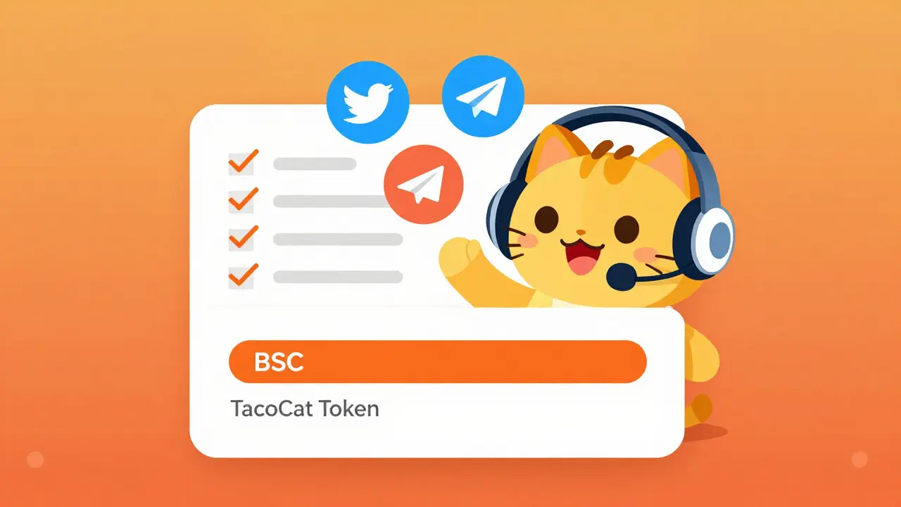 Vector illustration of social media tasks and checklist for TacoCat token entry