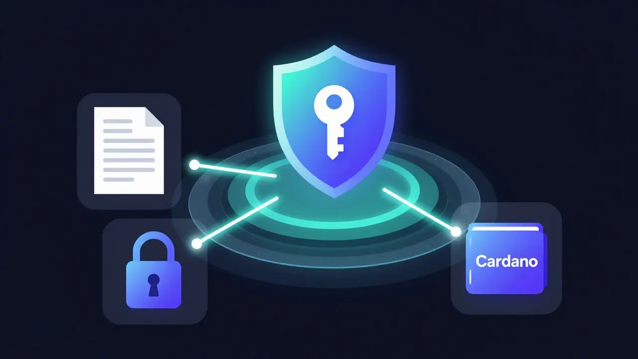 Abstract vector illustration of secure wallet connection steps