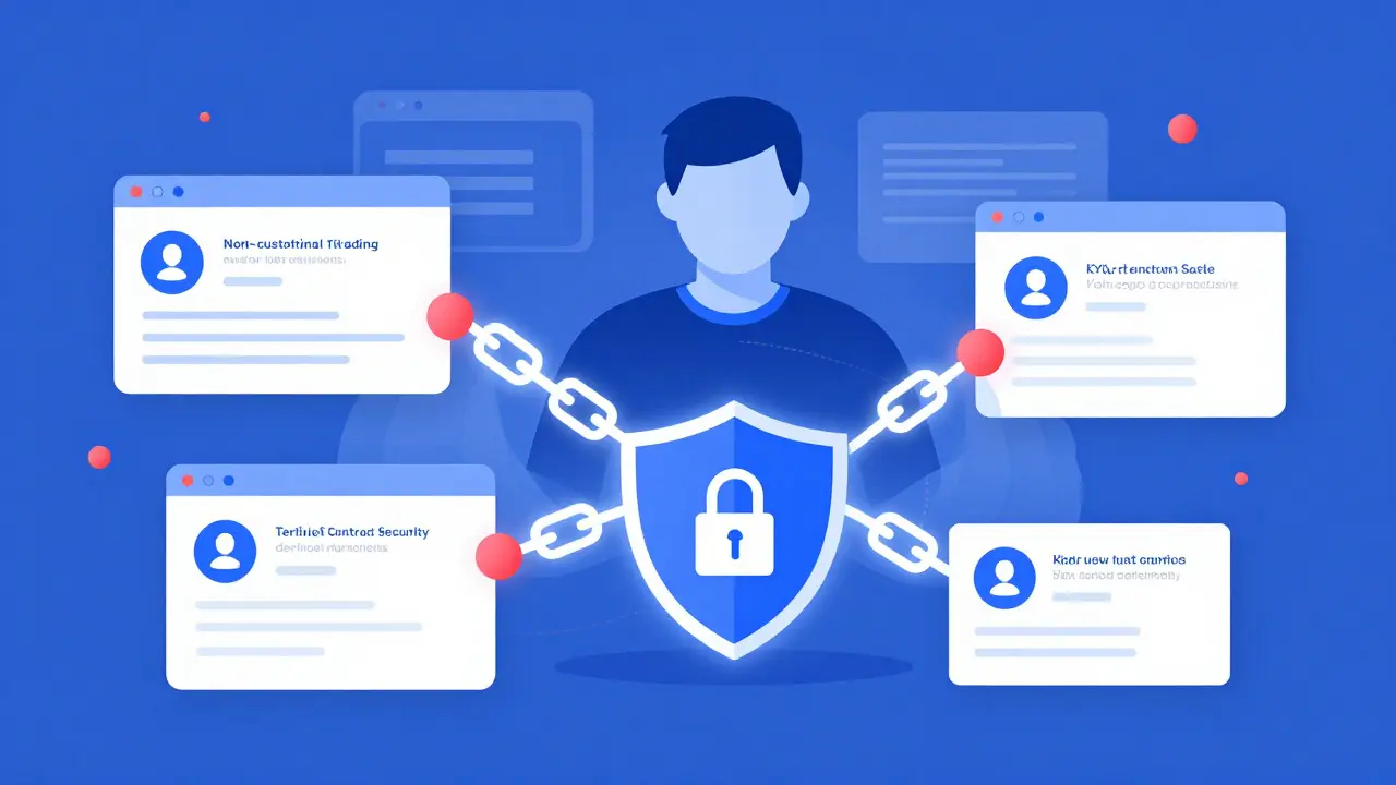 Modern vector graphic depicting secure, anonymous crypto trading