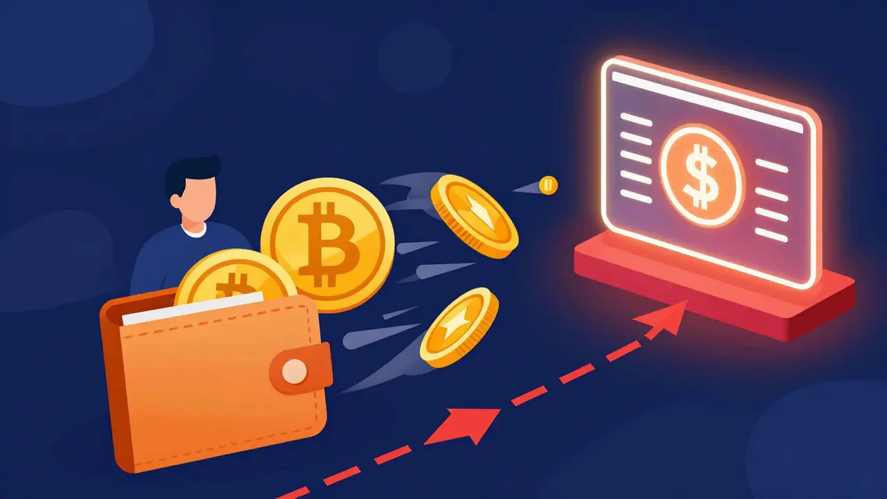 Vector illustration of crypto funds moving to gambling sites