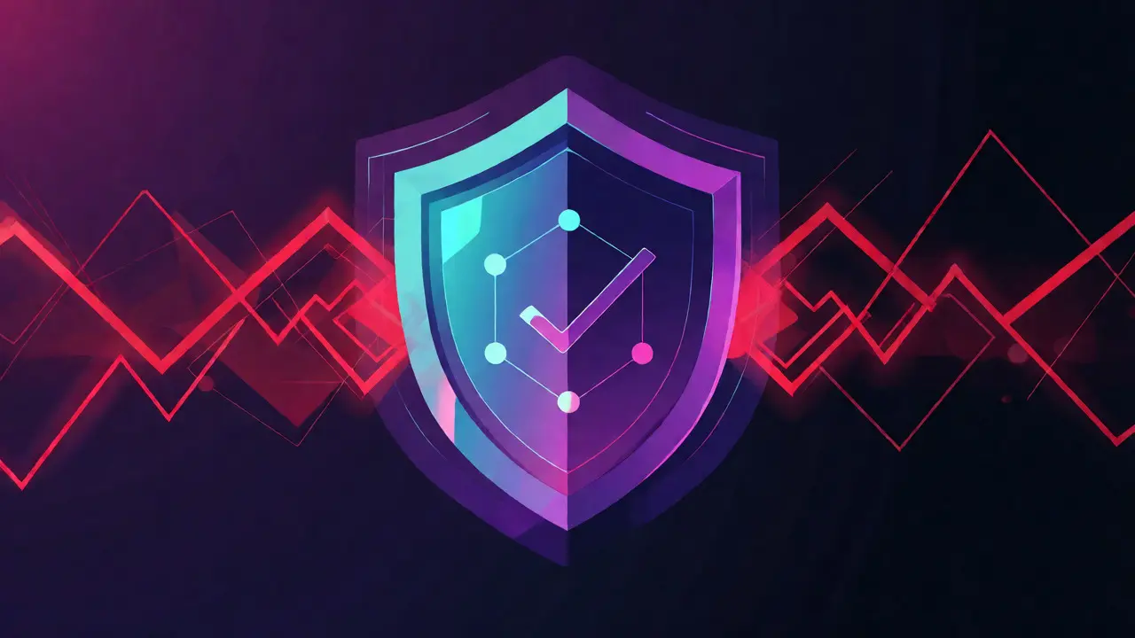 Abstract vector shield protecting a verified digital transaction from attacks