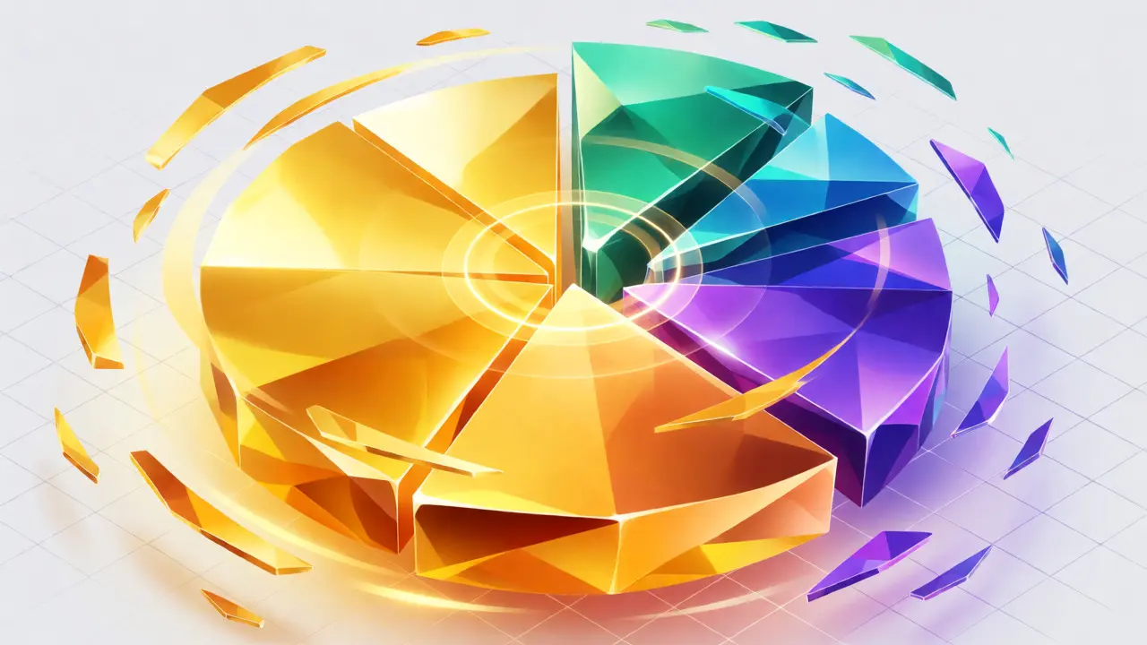 Abstract vector visualization of ASTRO tokenomics with large staking reward segment