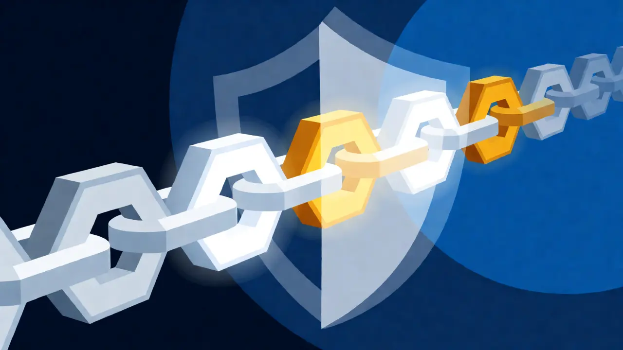 Secure blockchain ledger with validated blocks protected by a digital shield