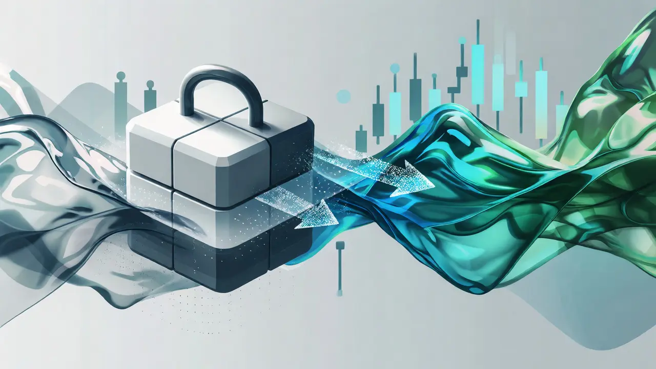Visual representation of xDOT liquid staking with locked and fluid elements
